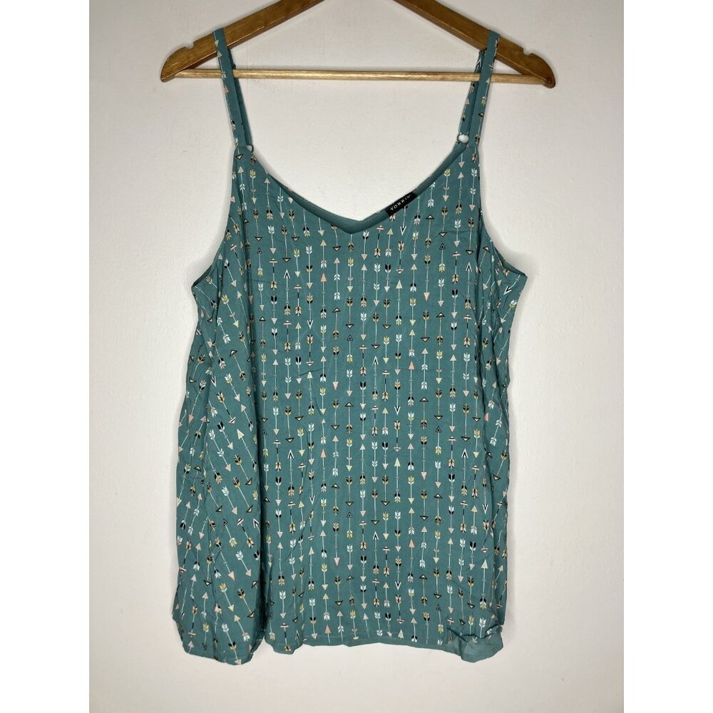 Torrid Women's Size 00 (L) Teal Arrow Print Double Layer Swing Cami Tank Top New